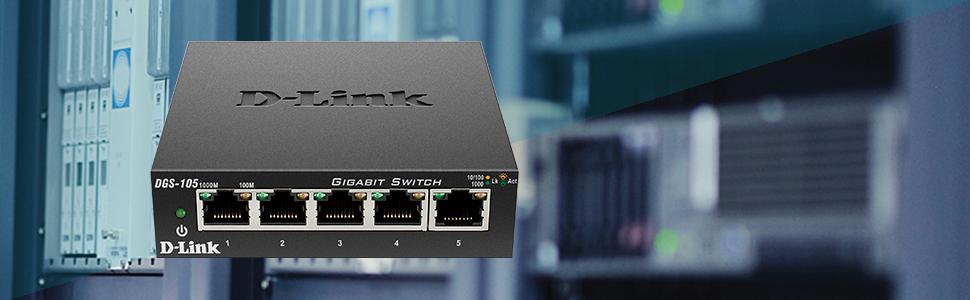 D-Link 5 Port Gigabit Unmanaged Metal Desktop Switch- DGS-105