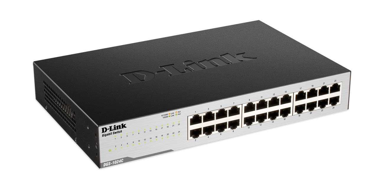 D-Link DGS-1024C 24-Port Unmanaged Desktop Switch, 10-100-1000 Mbps Gigabit , DGS-1024C2